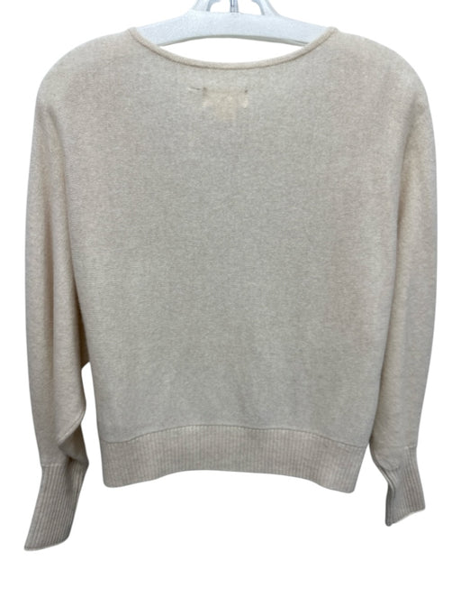Maeve Size XS Cream Cashmere Long puff sleeve Deep V neck Ribbed Detail Sweater Cream / XS