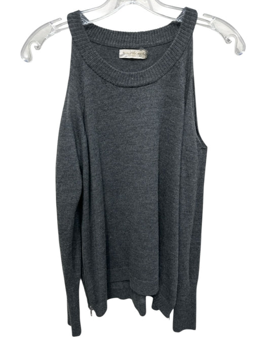 Ramy Brook Size XS Gray Merino Wool Cold Shoulder Zipper Detail Knit Sweater Gray / XS