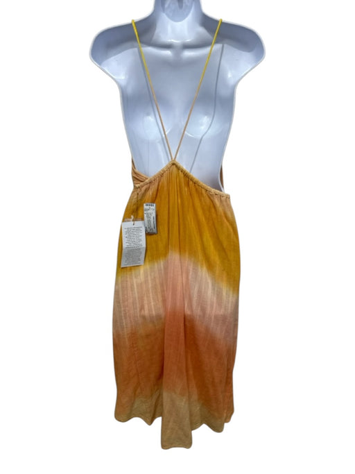 Sundress Size S Yellow, Orange & Peach Cotton Asymmetric Straps Ombre Dress Yellow, Orange & Peach / S