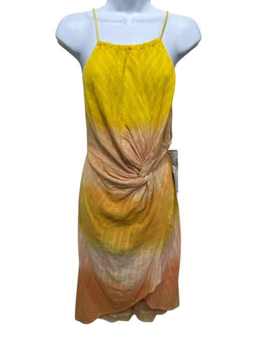Sundress Size S Yellow, Orange & Peach Cotton Asymmetric Straps Ombre Dress Yellow, Orange & Peach / S
