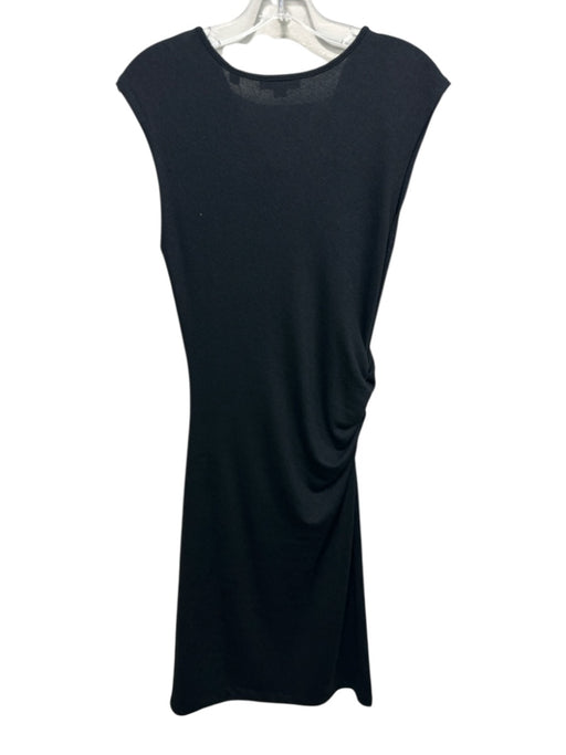 Vince Size XS Black Poly Blend Cowl Neck Sleeveless Ruched Midi Dress Black / XS