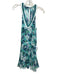 Poupette St. Barth Size M White & Blue Viscose floral print V Neck Mini Dress White & Blue / M