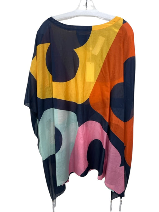 Tory Burch Size XS/S Black, yellow & orange Cotton & Silk Sheer Tassels Coverup Black, yellow & orange / XS/S