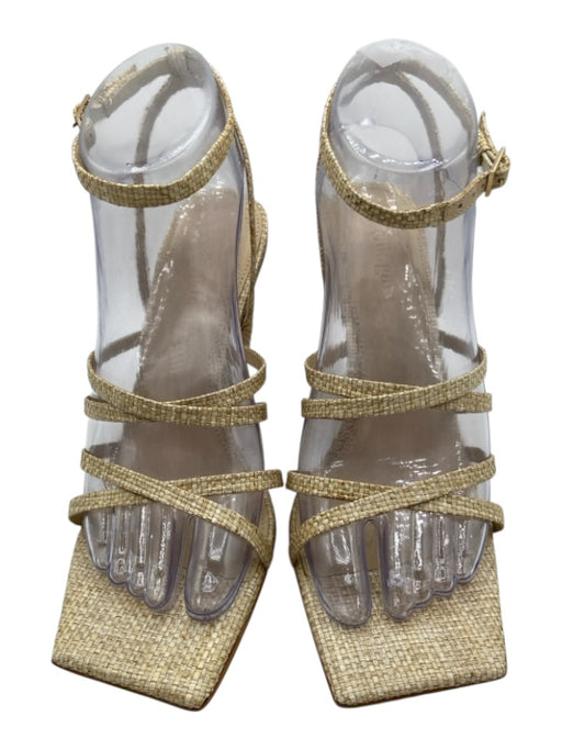 Cult Gaia Shoe Size 7.5 Straw Synthetic Upper Ankle Strap Strappy Sandals Straw / 7.5
