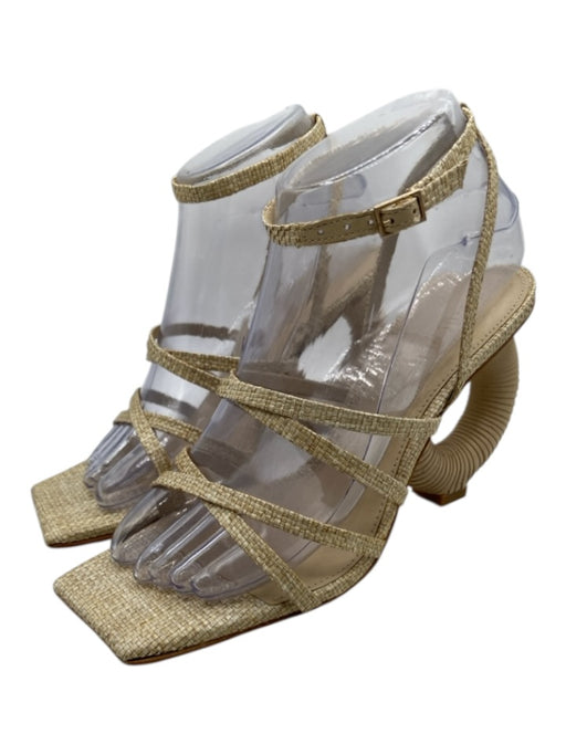 Cult Gaia Shoe Size 7.5 Straw Synthetic Upper Ankle Strap Strappy Sandals Straw / 7.5