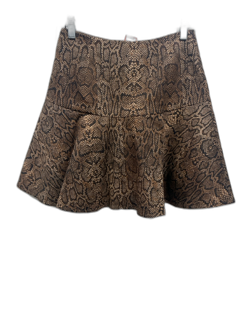 Joie Size 2 Brown & Black Cotton Blend Side Zip Snake Print Mini Skater Skirt Brown & Black / 2