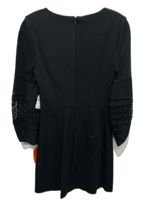 Trina Turk Size 0 Black Rayon Blend Lace Accents Scoop Neck Knee length Dress Black / 0