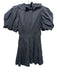 Love The Label Size S Black Cotton Short Puff Sleeve Ruffle Wrap Tie Front Dress Black / S