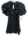 Love The Label Size S Black Cotton Short Puff Sleeve Ruffle Wrap Tie Front Dress Black / S