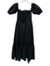 Intermix Size P Black Cotton Smocked Bodice Off Shoulder Short Puff Sleeve Dress Black / P