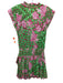 Poupette St. Barth Size M Green & Pink Viscose Floral Lace Trim Dress Green & Pink / M
