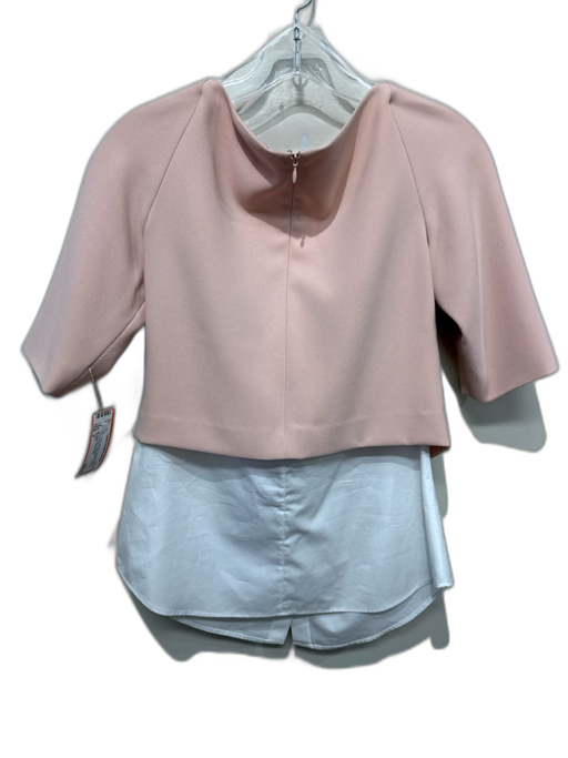 Theory Size S Pink & White Triacetate Blend Layered Effect Wide Neck Top Pink & White / S