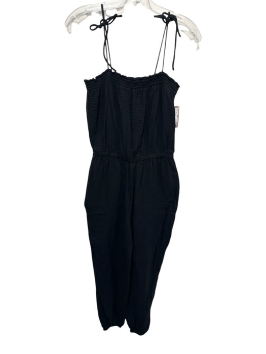 Z Supply Size S Black Cotton Gauze Spaghetti Strap Tie Shoulders Jumpsuit Black / S