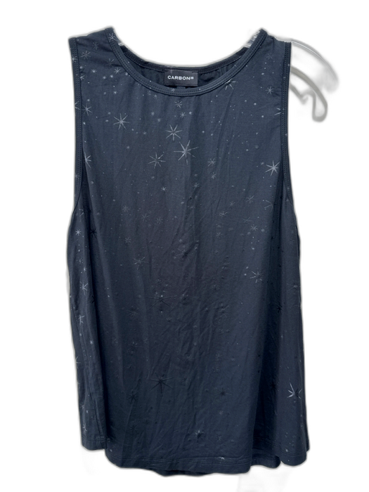 Carbon38 Size S Black Modal Blend Star Print Sleeveless Athletic Back Detail Top Black / S