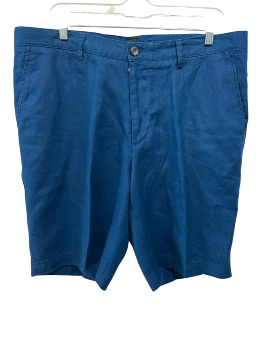 Boss Size 36 Blue Linen Blend Solid Khakis Men's Shorts Blue / 36