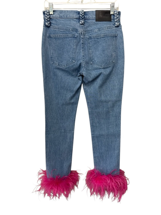 Milly Size 27 Light Wash Cotton Blend Denim Feather Accents Skinny Jeans Light Wash / 27