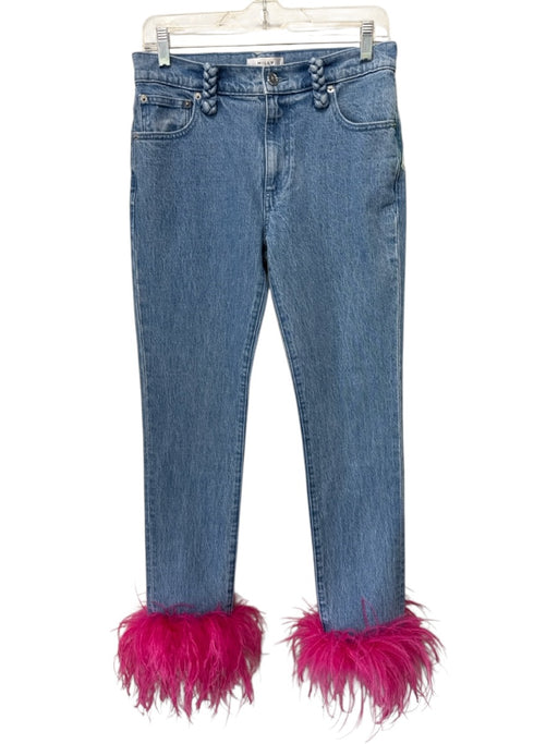Milly Size 27 Light Wash Cotton Blend Denim Feather Accents Skinny Jeans Light Wash / 27