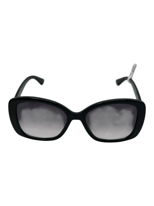 Gucci Black Acetate Gold hardware Logo Gradient Rectangle Sunglasses Black