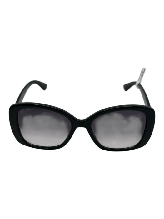 Gucci Black Acetate Gold hardware Logo Gradient Rectangle Sunglasses Black
