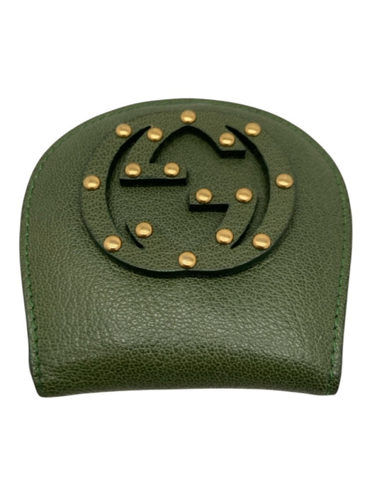 Gucci Green Leather Gold hardware Snap Closure coin purse Other Green
