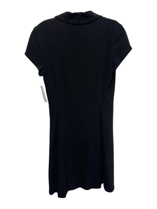 Theory Size 2 Black Acetate Blend Cap Sleeve Collared V Neck Paneled Dress Black / 2