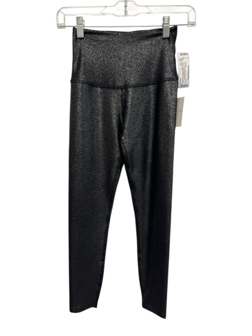 Beyond Yoga Size XS Black & Silver Nylon Blend Shimmer Elastic Waist Leggings Black & Silver / XS