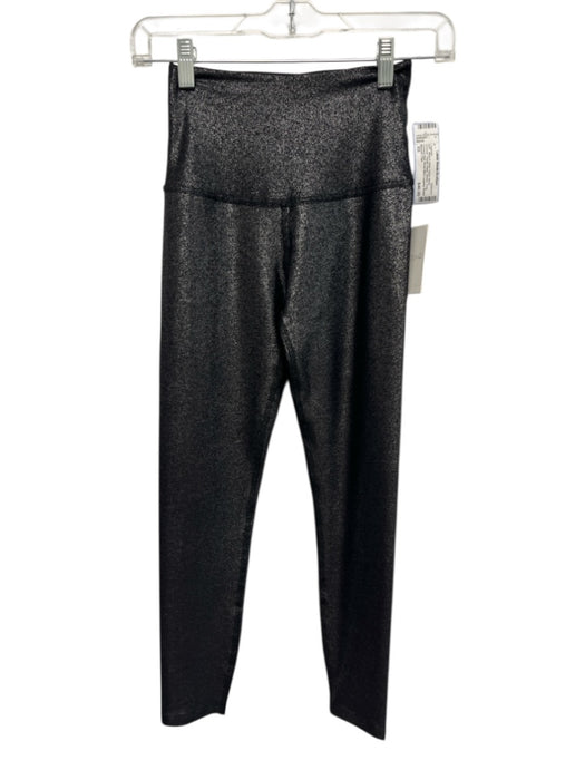 Beyond Yoga Size XS Black & Silver Nylon Blend Shimmer Elastic Waist Leggings Black & Silver / XS