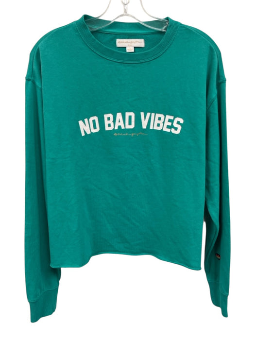 Spiritual Gangster Size Small Teal Green & Blue Cotton Blend Graphic Sweater Teal Green & Blue / Small