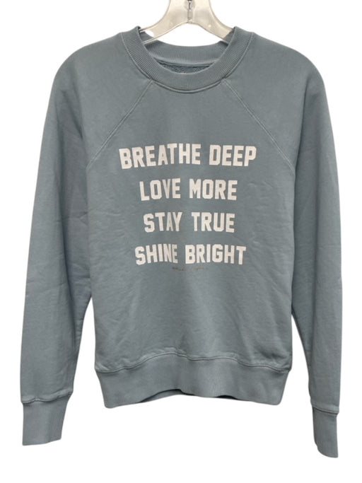Spiritual Gangster Size XS Dusty Blue & White Cotton Blend Graphic Sweater Dusty Blue & White / XS