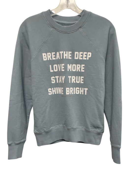 Spiritual Gangster Size XS Dusty Blue & White Cotton Blend Graphic Sweater Dusty Blue & White / XS