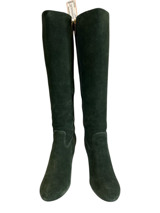 Tory Burch Shoe Size 7.5 Green Leather Suede Round Toe Knee High Side Zip Boots Green / 7.5