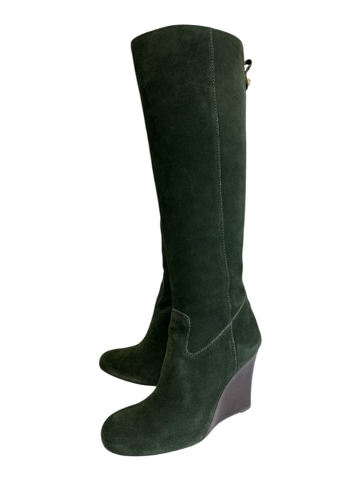 Tory Burch Shoe Size 7.5 Green Leather Suede Round Toe Knee High Side Zip Boots Green / 7.5