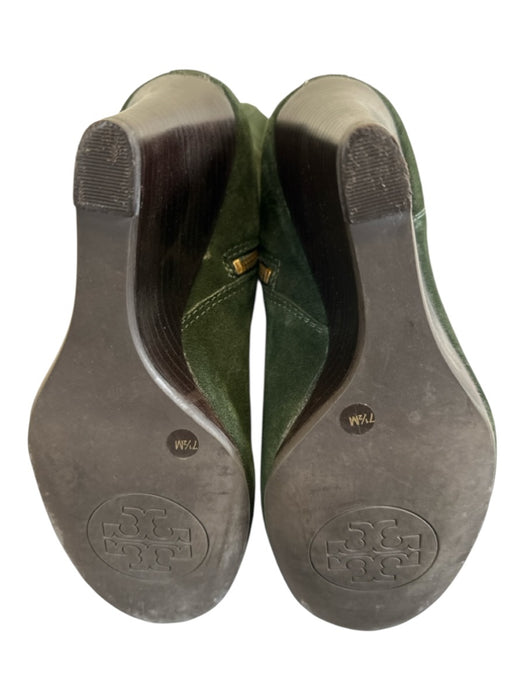 Tory Burch Shoe Size 7.5 Green Leather Suede Round Toe Knee High Side Zip Boots Green / 7.5