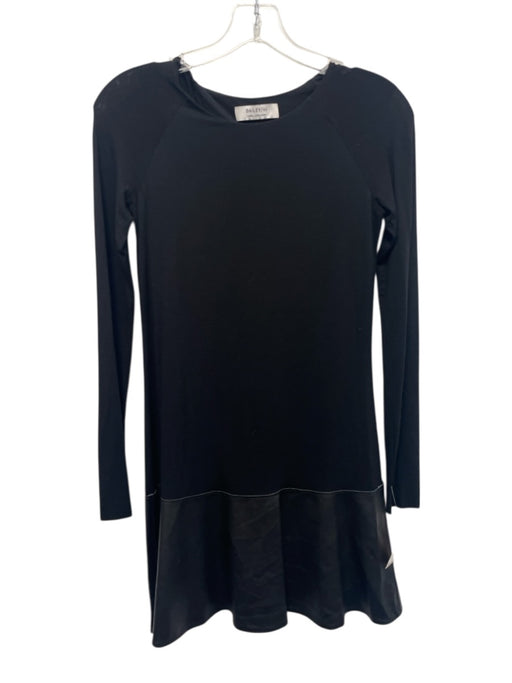 Bailey 44 Size XS Black Rayon Blend Long Sleeve Mixed Fabric Faux Leather Dress Black / XS
