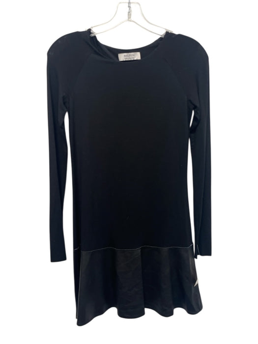 Bailey 44 Size XS Black Rayon Blend Long Sleeve Mixed Fabric Faux Leather Dress Black / XS