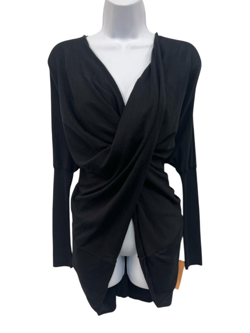 ALLSAINTS Size XS Black Cotton Long Sleeve Criss Cross Twist Top Black / XS