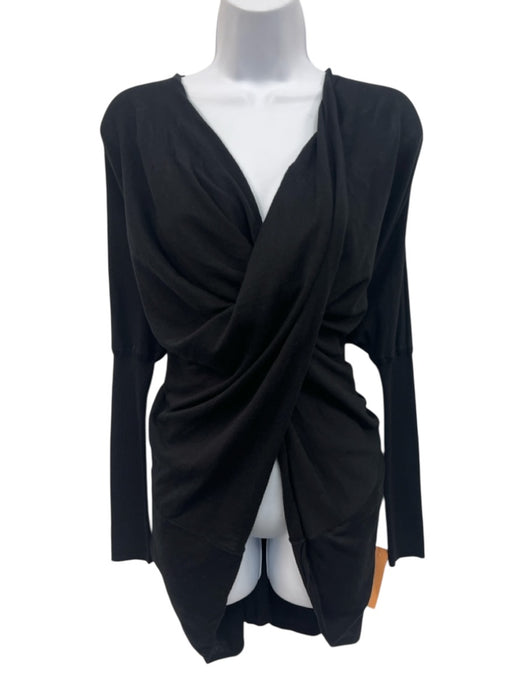 ALLSAINTS Size XS Black Cotton Long Sleeve Criss Cross Twist Top Black / XS