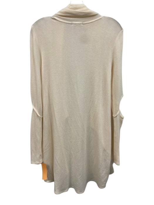 LNA Size XS Cream Tencel Blend Long Sleeve Cold Shoulder Open Front Sweater Cream / XS