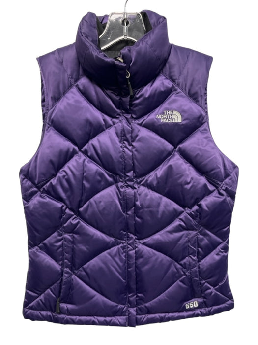 The North Face Size XS Purple Nylon Zip Front Quilted Mock Neck Pockets Vest Purple / XS