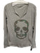Zadig & Voltaire Size Small gray & green Cotton Long Sleeve Skull Rhinestone Top gray & green / Small