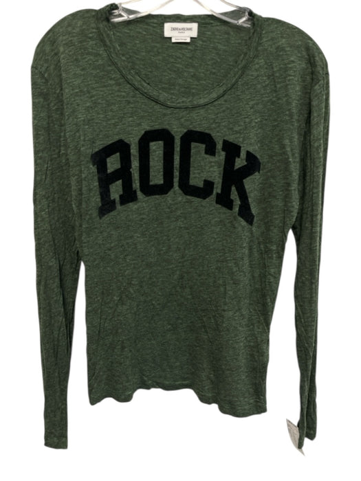 Zadig & Voltaire Size Small Green & Black Cotton Blend Long Sleeve Heathered Top Green & Black / Small