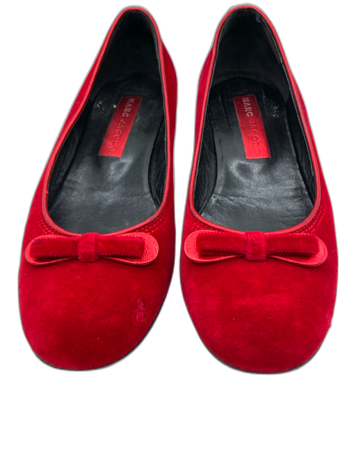 Marc Jacobs Shoe Size 8 Red Leather Velvet Round Toe Bow Low Heel Flats Red / 8