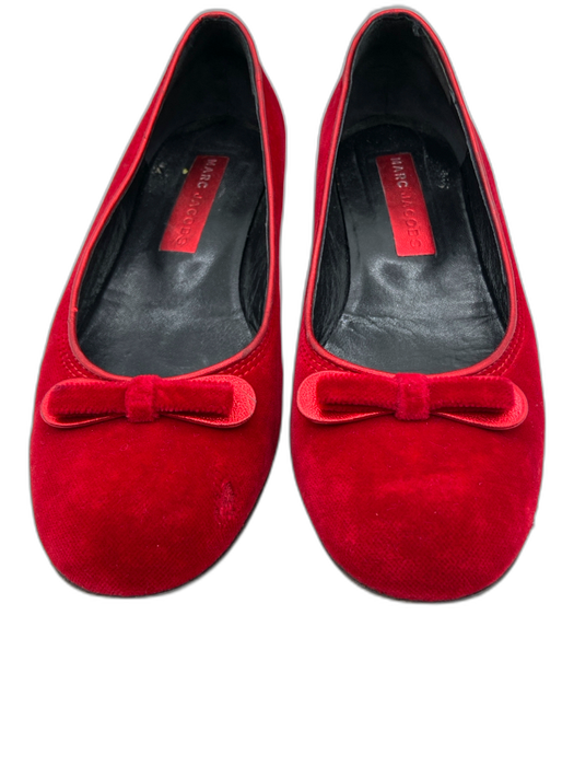 Marc Jacobs Shoe Size 8 Red Leather Velvet Round Toe Bow Low Heel Flats Red / 8