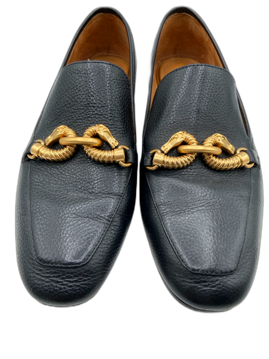 Tory Burch Shoe Size 8 Black leather sole Gold Tone Hardware horse head Loafers Black / 8