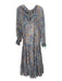 Free People Size S Blue Print Polyester Floral Ruffle Neckline Tiered Maxi Dress Blue Print / S