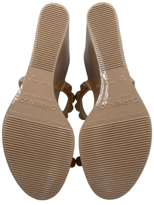 Carmen Sol Shoe Size 8 Beige Rubber Rockstud 2 Strap Mule Platform Wedges