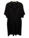 Lafayette 148 Size M Black Viscose Blend Split Neck Short Sleeve Midi Dress Black / M