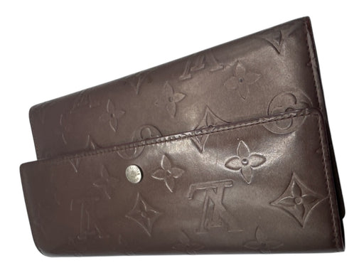 Louis Vuitton Purple Leather Monogram Front Flap Rectangle Wallets Purple