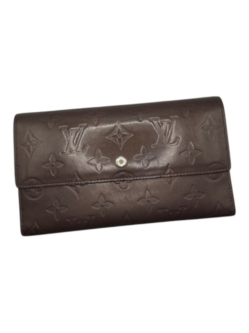 Louis Vuitton Purple Leather Monogram Front Flap Rectangle Wallets Purple