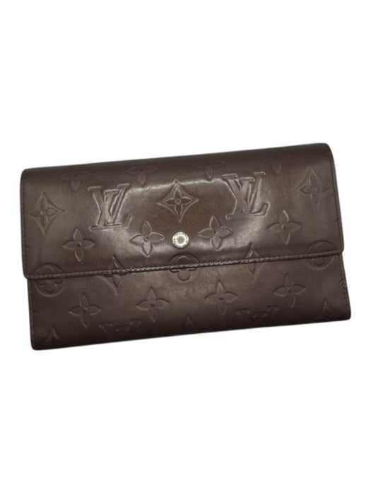 Louis Vuitton Purple Leather Monogram Front Flap Rectangle Wallets Purple